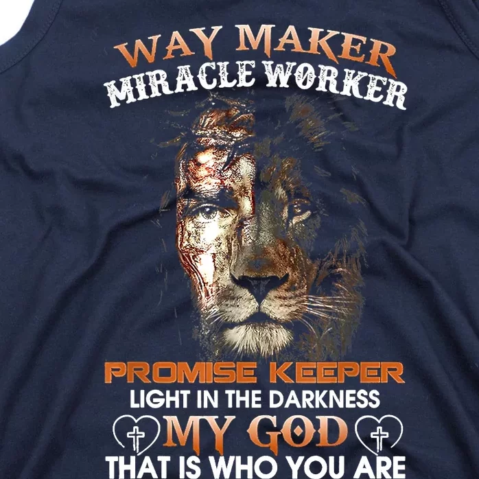 Way Maker Miracle Worker Promise Keeper Light Jesus Lion Tank Top