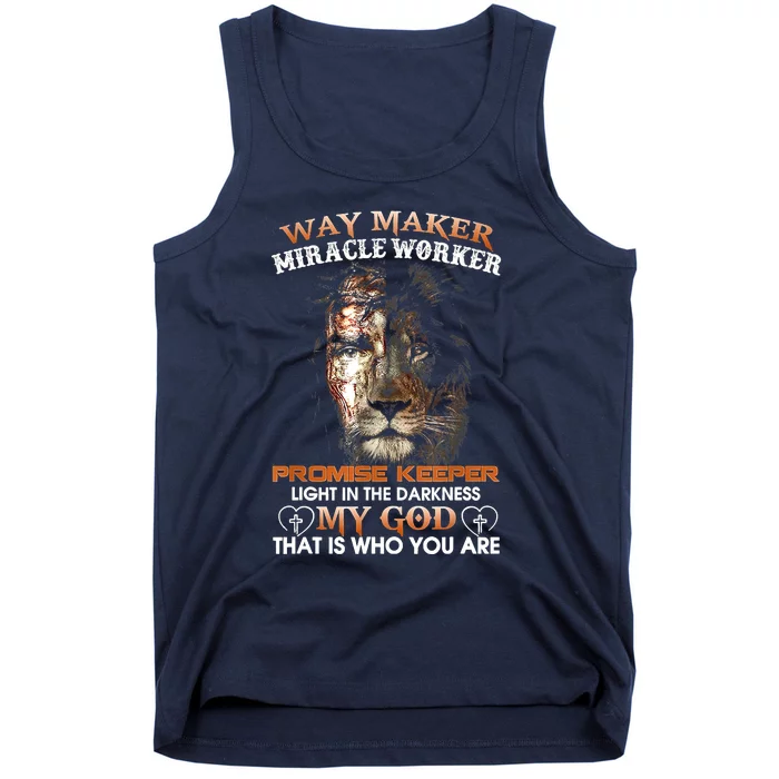 Way Maker Miracle Worker Promise Keeper Light Jesus Lion Tank Top