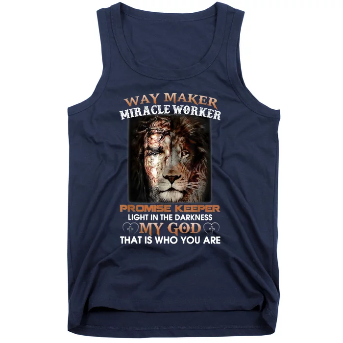 Way Maker Miracle Worker Promise Keeper Light Jesus Lion Tank Top