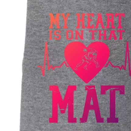 Wrestling Mother My Heart Is On That Mat Wrestling Funny Gift Doggie 3-End Fleece Hoodie