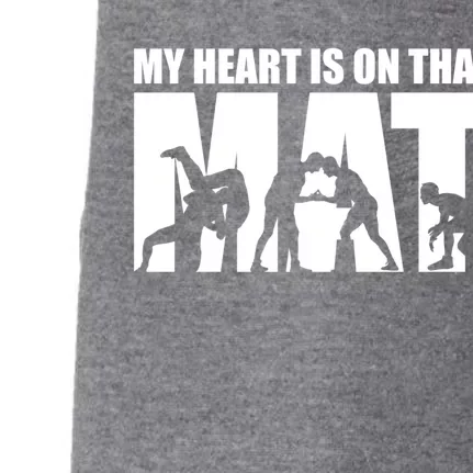 Wrestling Mother My Heart Is On That Mat Wrestling Gift Doggie 3-End Fleece Hoodie