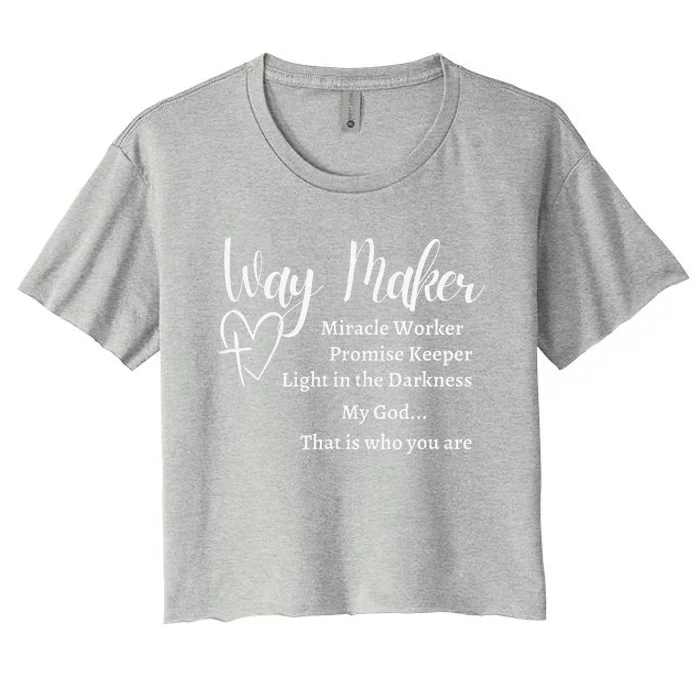 Way Maker Miracle Worker Promise Keeper Christian Jesus Women's Crop Top Tee