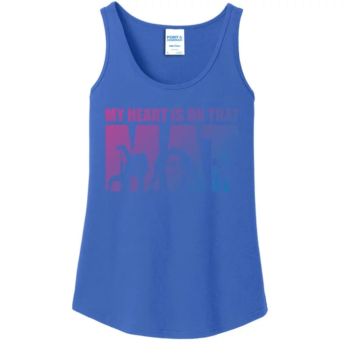 Wrestling Mother My Heart Is On That Mat Wrestling Gift Ladies Essential Tank