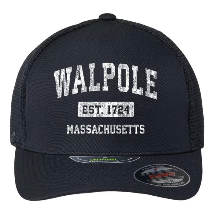 Walpole Massachusetts Ma Vintage Established Sports Design Flexfit Unipanel Trucker Cap