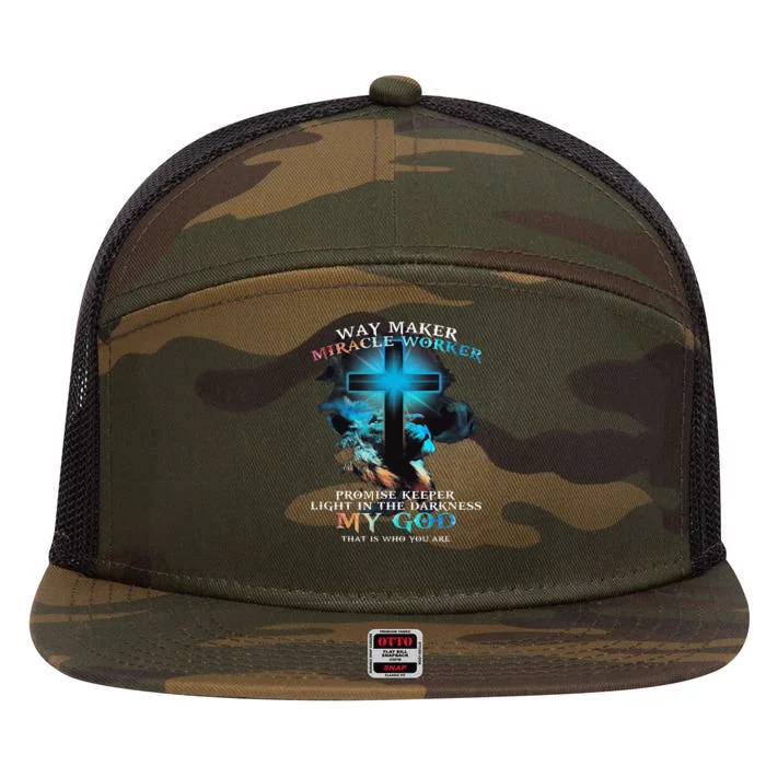 Way Maker Miracle Worker Jesus Lion 7 Panel Mesh Trucker Snapback Hat