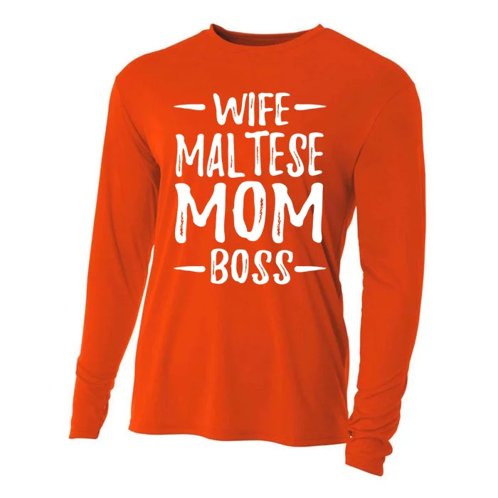 Wife Maltese Mom Boss For Dog Mom Gift Cooling Performance Long Sleeve Crew