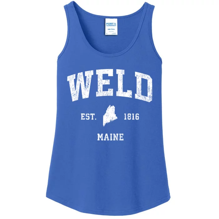 Weld Maine Me Vintage Athletic Sports Ladies Essential Tank