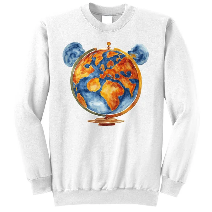 Watercolor Mickey Mouse Earth World Globe Sweatshirt