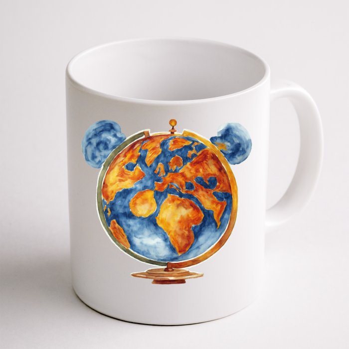 Watercolor Mickey Mouse Earth World Globe Front & Back Coffee Mug