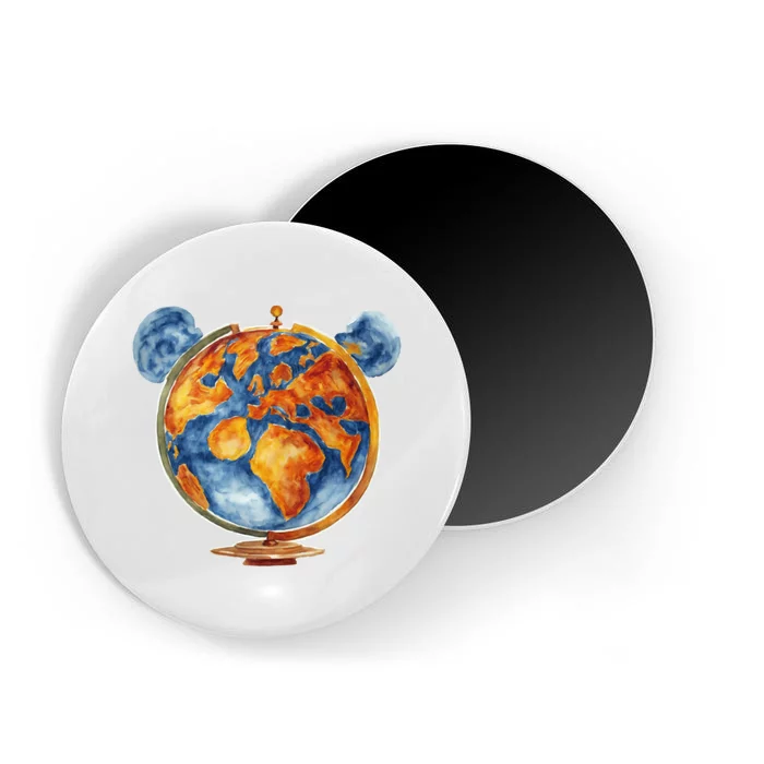 Watercolor Mickey Mouse Earth World Globe Magnet