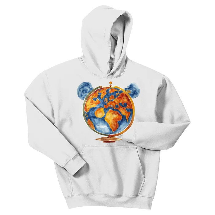 Watercolor Mickey Mouse Earth World Globe Kids Hoodie