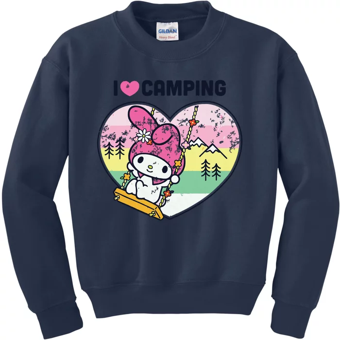 Women My Melody I Love Camping Vneck Kids Sweatshirt