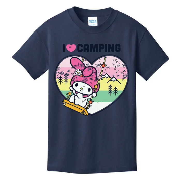 Women My Melody I Love Camping Vneck Kids T-Shirt