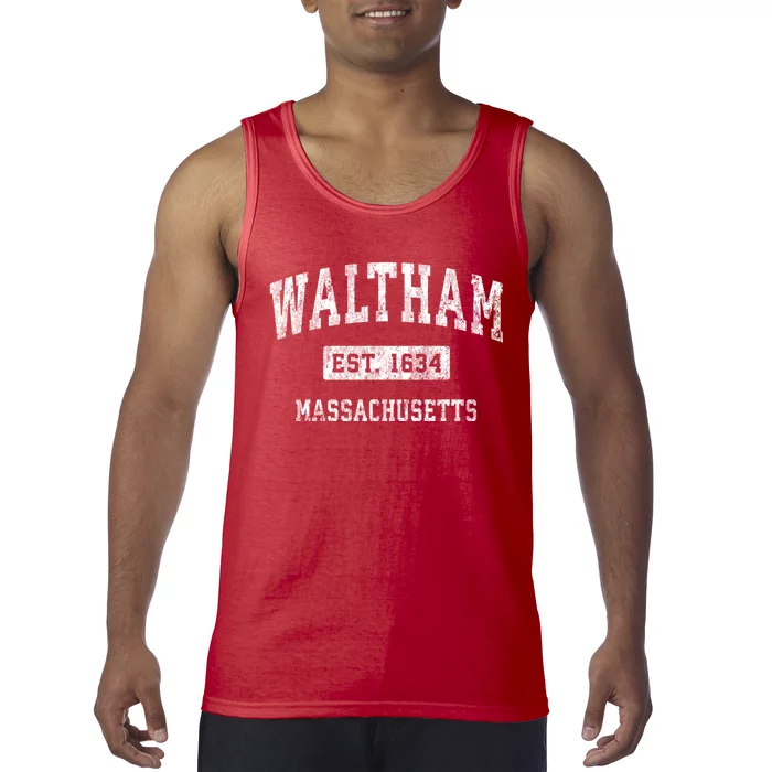 Waltham Massachusetts Ma Vintage Established Sports Design Tank Top