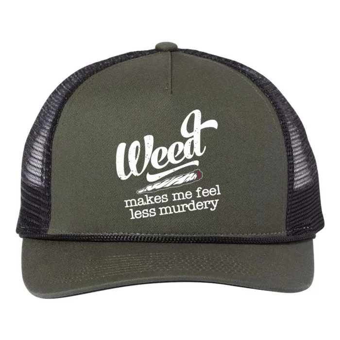 Weed Makes Me Feel Less Murdery Retro Rope Trucker Hat Cap