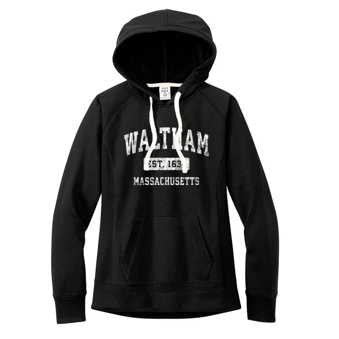 Waltham Massachusetts Ma Vintage Established Sports Women's Fleece Hoodie