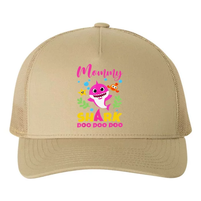 Womens Mom Mom Shark Funny Birthday Family Mother's Day Yupoong Adult 5-Panel Trucker Hat