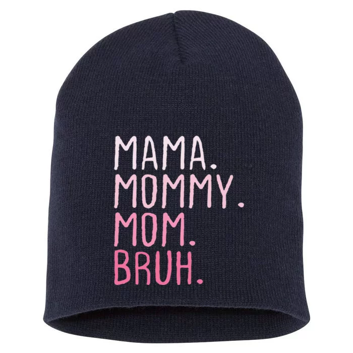 Womens Mama Mommy Mom Bruh Mommy And Me Mom Funny Retro For Women Short Acrylic Beanie