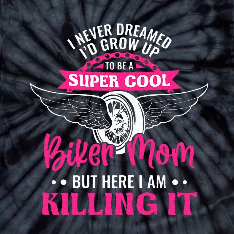 Womens Motorcycle Mom Motorbike Graphic Funny Biker Mom Tie-Dye T-Shirt