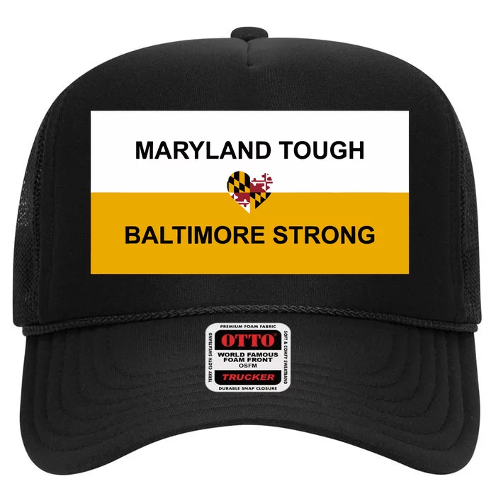 Wes Moore Maryland Tough Baltimore Strong Key Bridge High Crown Mesh Trucker Hat