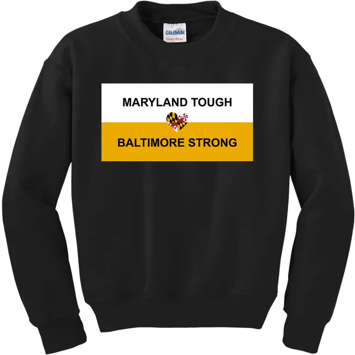 Wes Moore Maryland Tough Baltimore Strong Key Bridge Kids Sweatshirt