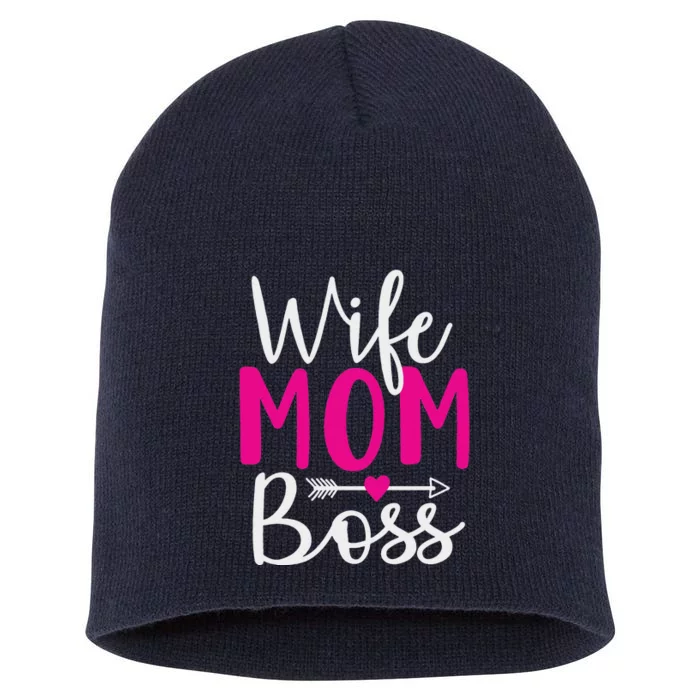 Wife Mom N Boss N Hustle New Mothers Day Women Short Acrylic Beanie