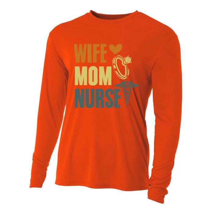 Wife Mom Nurse MotherS Day Nurse Week Registered Nurse Mom Gift Cooling Performance Long Sleeve Crew