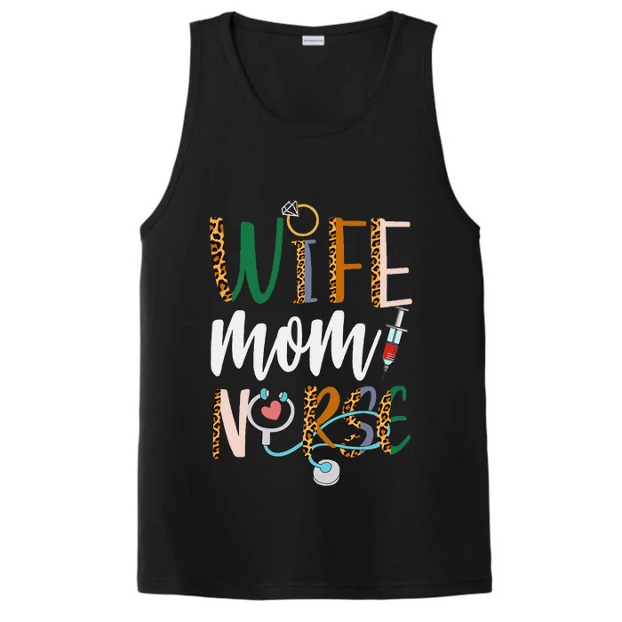 Wife Mom Nurse Women Rn Lpn Mothers Day For Nurses Performance Tank