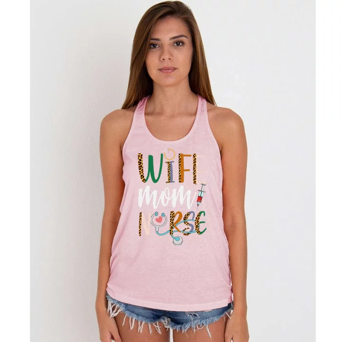 Wife Mom Nurse Women Rn Lpn Mothers Day For Nurses Women's Knotted Racerback Tank