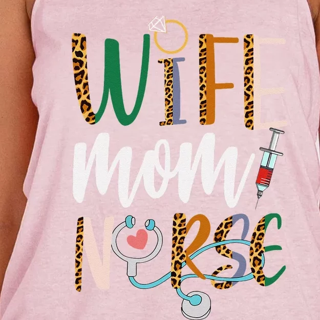 Wife Mom Nurse Women Rn Lpn Mothers Day For Nurses Women's Knotted Racerback Tank