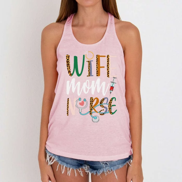 Wife Mom Nurse Women Rn Lpn Mothers Day For Nurses Women's Knotted Racerback Tank