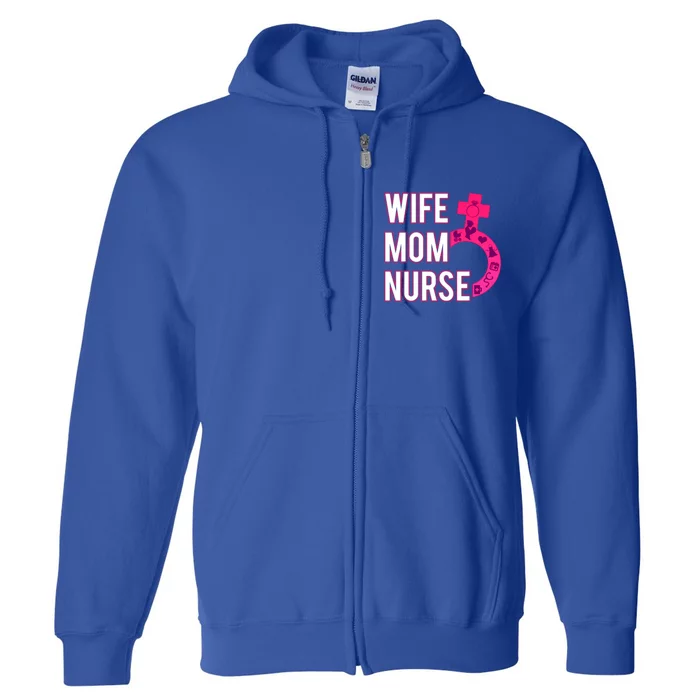 Wife Mom Nurse Gift Feminist Symbol Female Rn Full Zip Hoodie