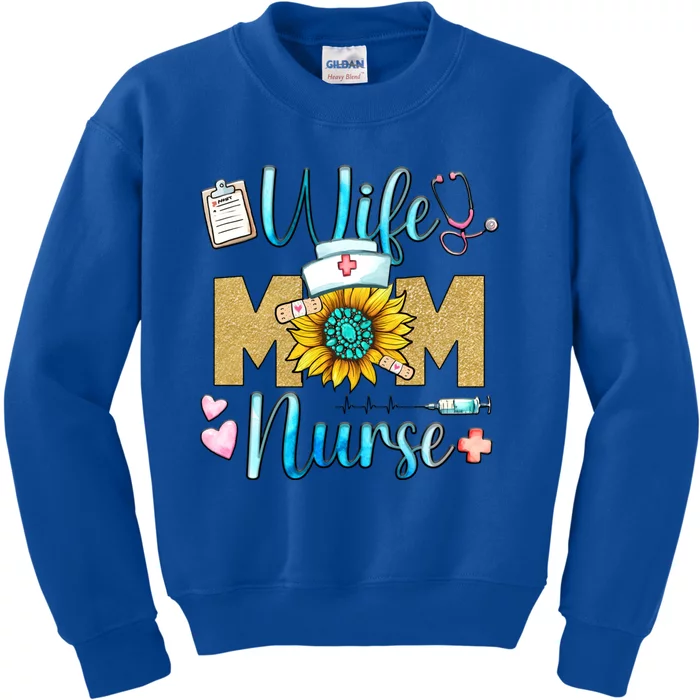 Wife Mom Nurse Graphic Mothers Day Mama New Mom Nurse Gift Kids Sweatshirt