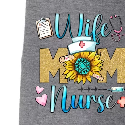 Wife Mom Nurse Graphic Mothers Day Mama New Mom Nurse Gift Doggie 3-End Fleece Hoodie