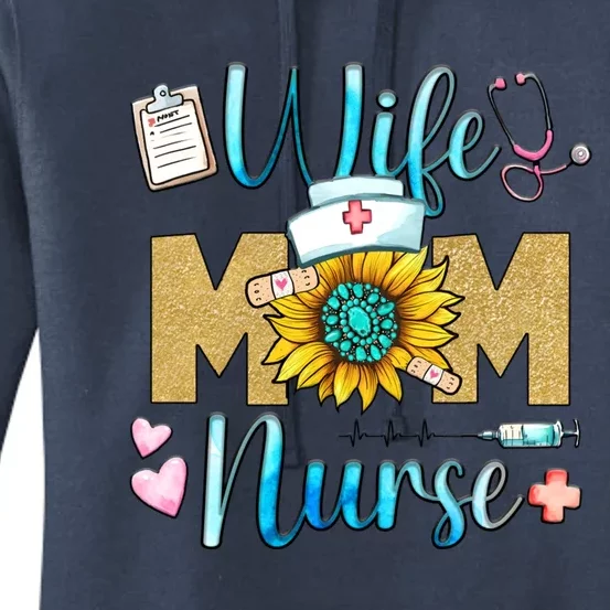 Wife Mom Nurse Graphic Mothers Day Mama New Mom Nurse Gift Women's Pullover Hoodie