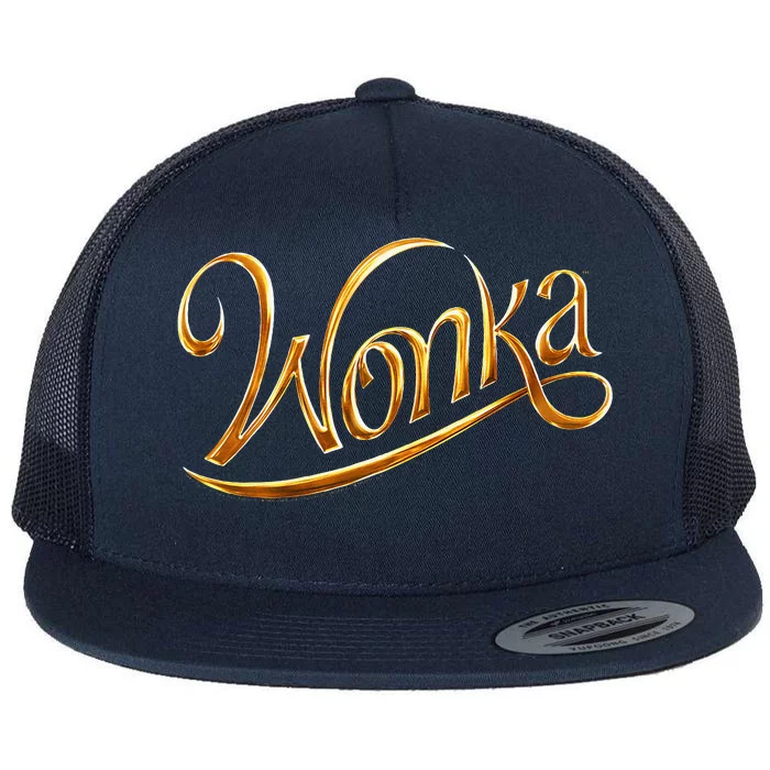 Wonka Movie New Gold Logo Flat Bill Trucker Hat