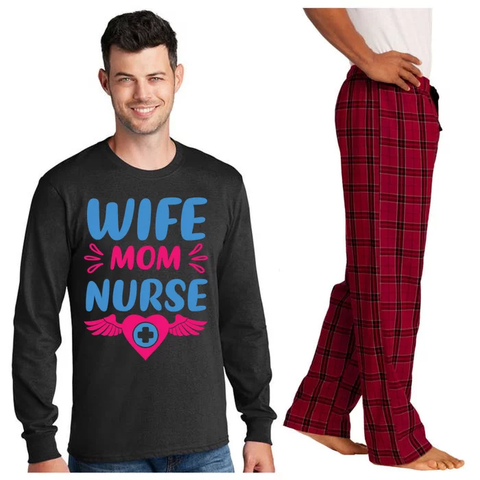 Wife Mom Nurse Nurses Rn Nurse Gift Long Sleeve Pajama Set