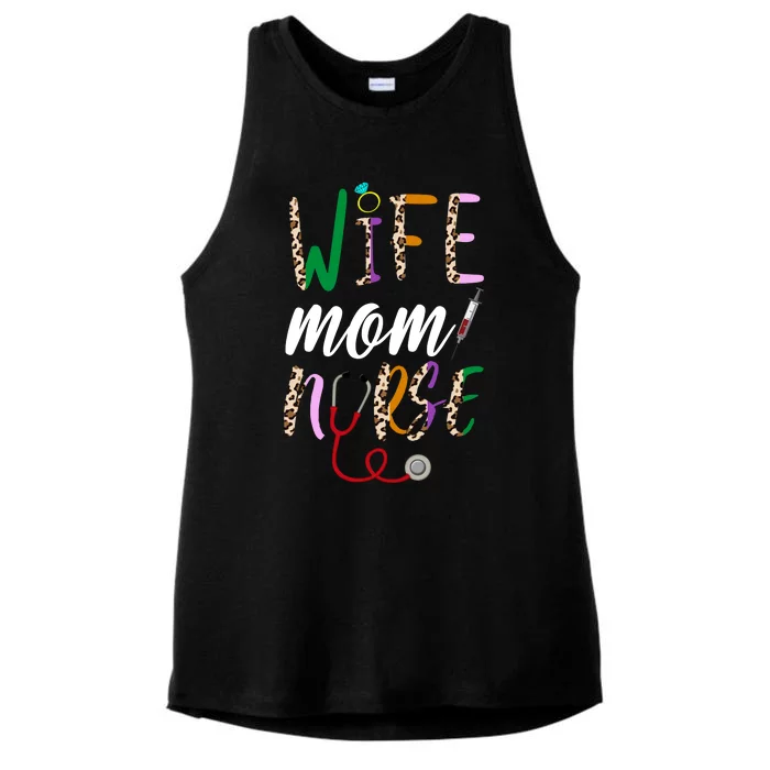 Wife Mom Nurse Cheetah Ladies Tri-Blend Wicking Tank