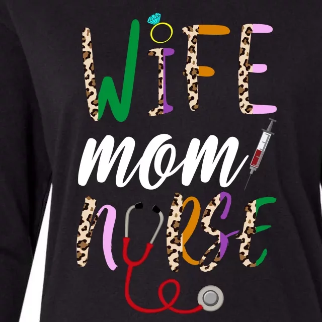 Wife Mom Nurse Cheetah Womens Cotton Relaxed Long Sleeve T-Shirt