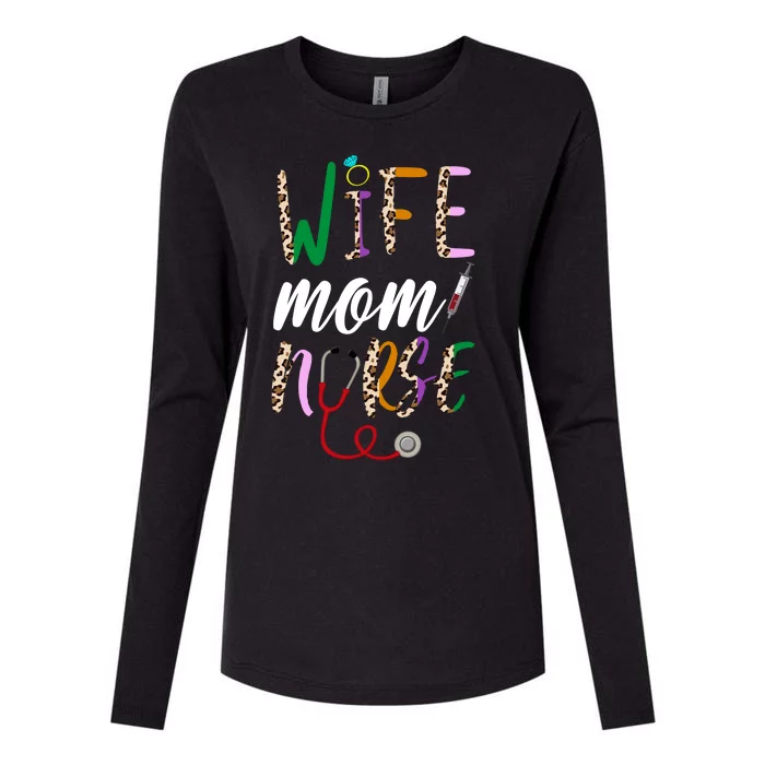 Wife Mom Nurse Cheetah Womens Cotton Relaxed Long Sleeve T-Shirt