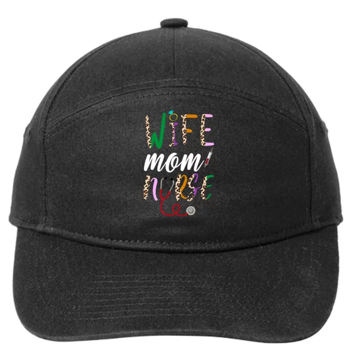 Wife Mom Nurse Cheetah 7-Panel Snapback Hat