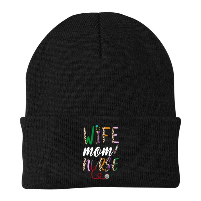 Wife Mom Nurse Cheetah Knit Cap Winter Beanie