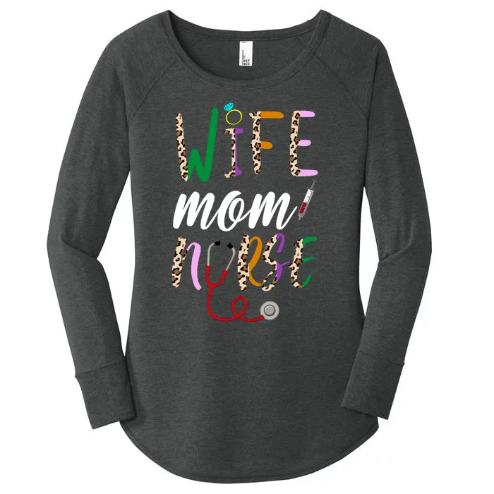 Wife Mom Nurse Cheetah Women's Perfect Tri Tunic Long Sleeve Shirt