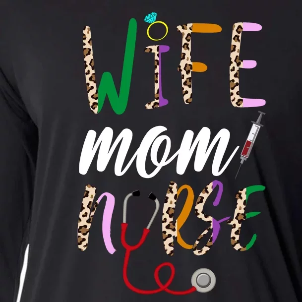 Wife Mom Nurse Cheetah Cooling Performance Long Sleeve Crew