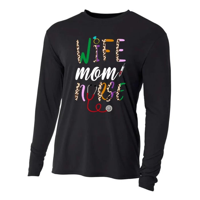 Wife Mom Nurse Cheetah Cooling Performance Long Sleeve Crew