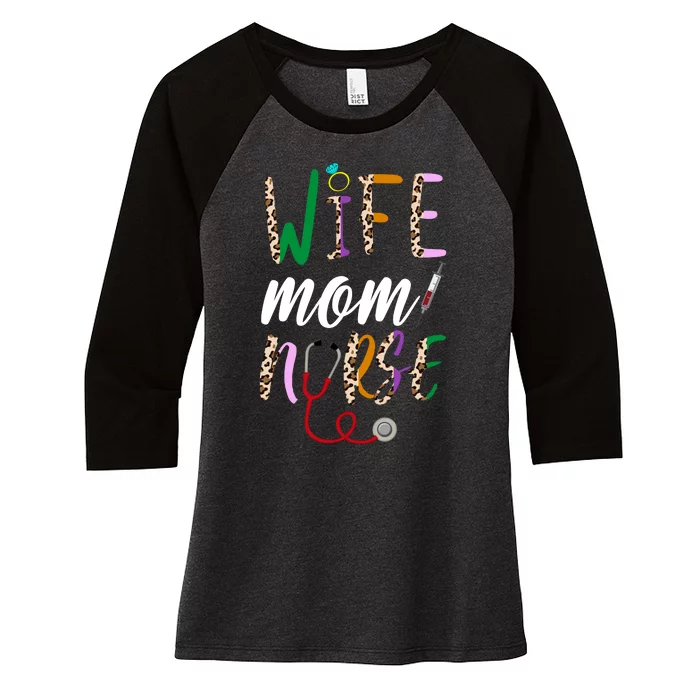 Wife Mom Nurse Cheetah Women's Tri-Blend 3/4-Sleeve Raglan Shirt