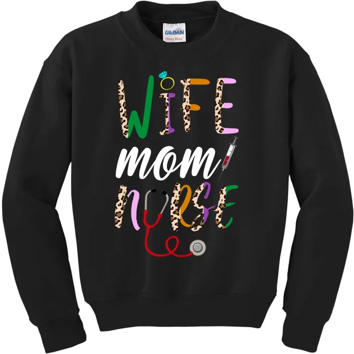 Wife Mom Nurse Cheetah Kids Sweatshirt