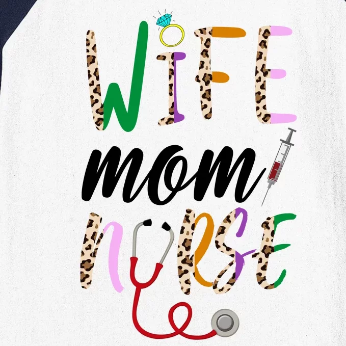 Wife Mom Nurse Cheetah Baseball Sleeve Shirt