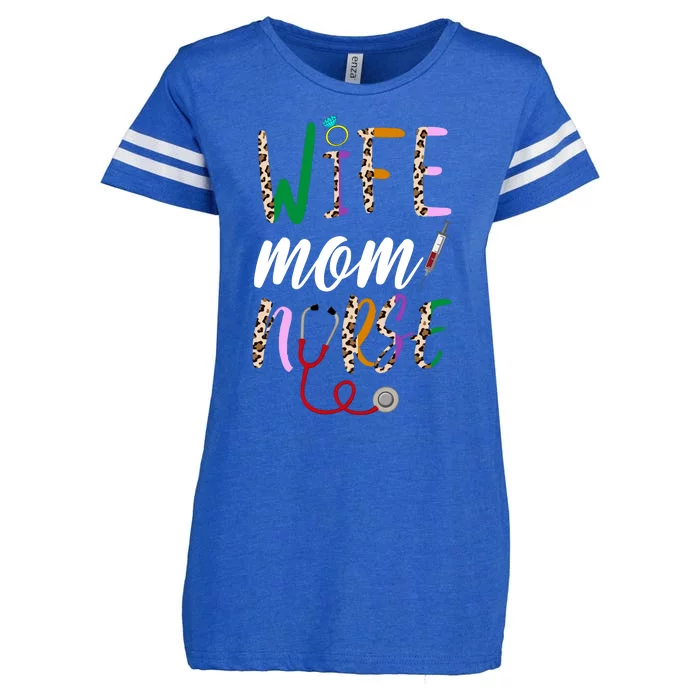 Wife Mom Nurse Cheetah Enza Ladies Jersey Football T-Shirt