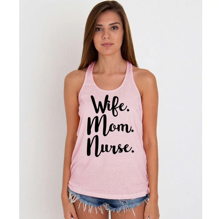 Wife Mom Nurse Mothers Day Funny Gift For Mommy Rn Fun Great Gift Women's Knotted Racerback Tank